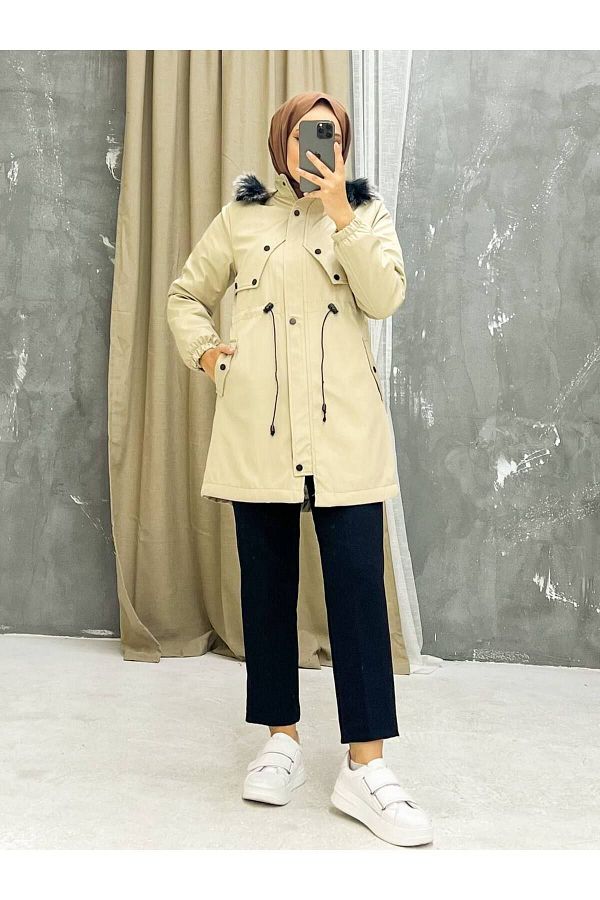Cream winter coat top