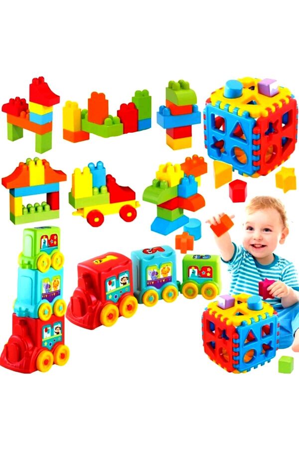 SAZE 62 Parça Set Eğlenceli Tren Set Kiki Bultak Eğitici Oyun Seti