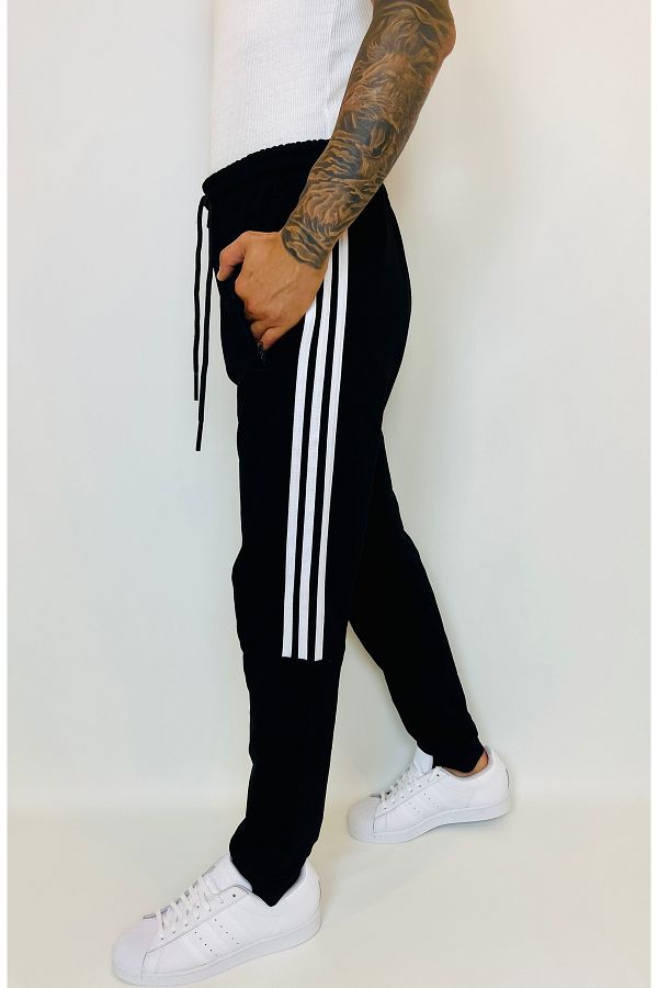 golden toptan Gold Colored Combed Cotton Sweatpants Half Stripe Trendyol