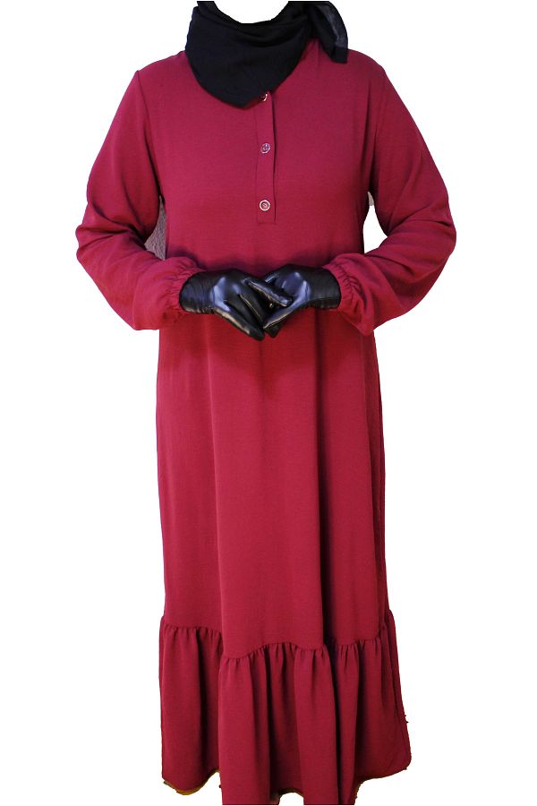 HESNA-Ruffle Long Button Full Length Dress 1