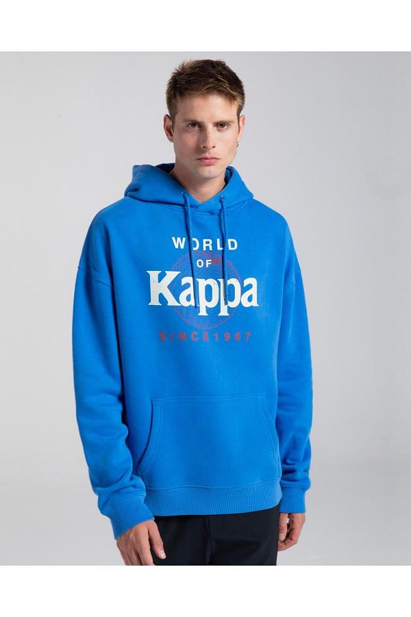 Kappa Authentic Ageo Men s Blue Oversize Fit Hoodie Trendyol