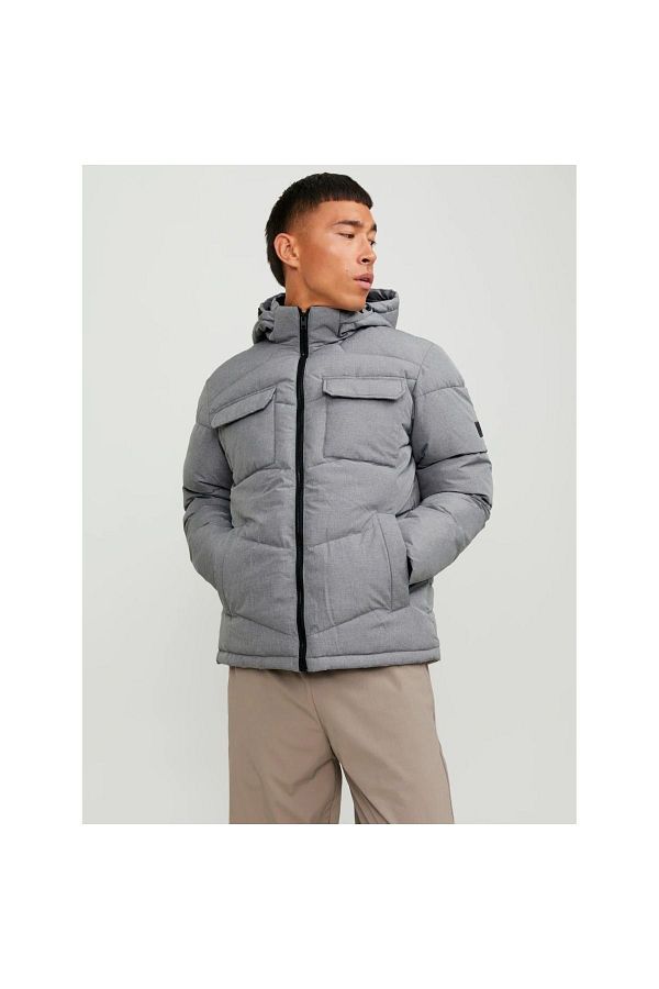 Jack Jones Jack Jones Mason Puffer Men s Gray Hooded Coat Trendyol