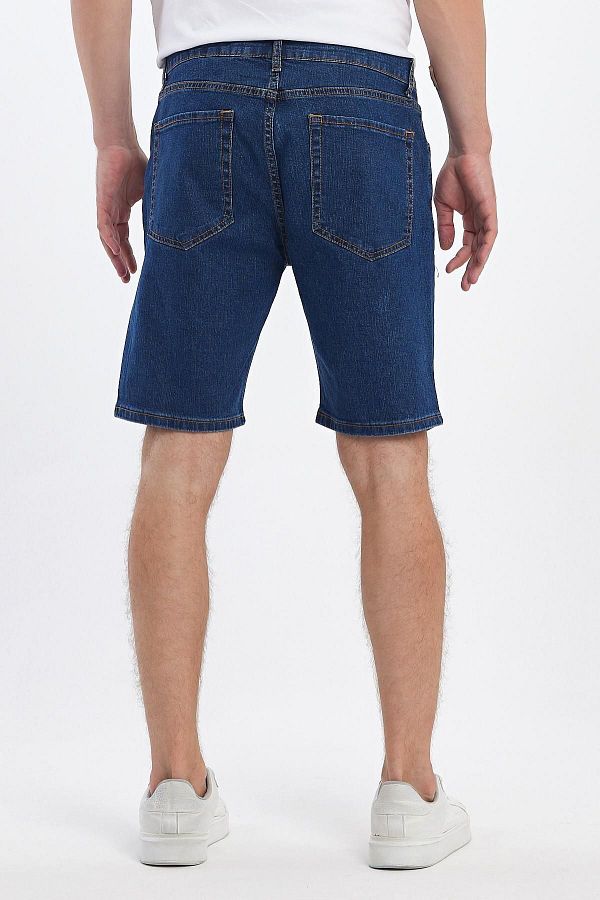 DAMGA JEANS Men s Blue High Waist Stretchy Knee Length Denim Shorts JeanVibe Trendyol