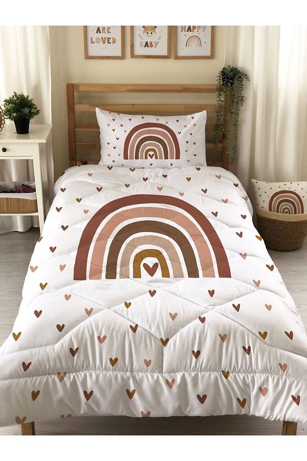 Evmila-Rainbow Patterned Quilted Quilt, Single Sleeping Set 1