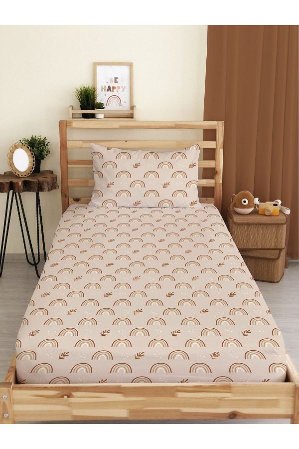 Evmila-Rainbow Patterned Printed Single Elastic Sheet Set 1