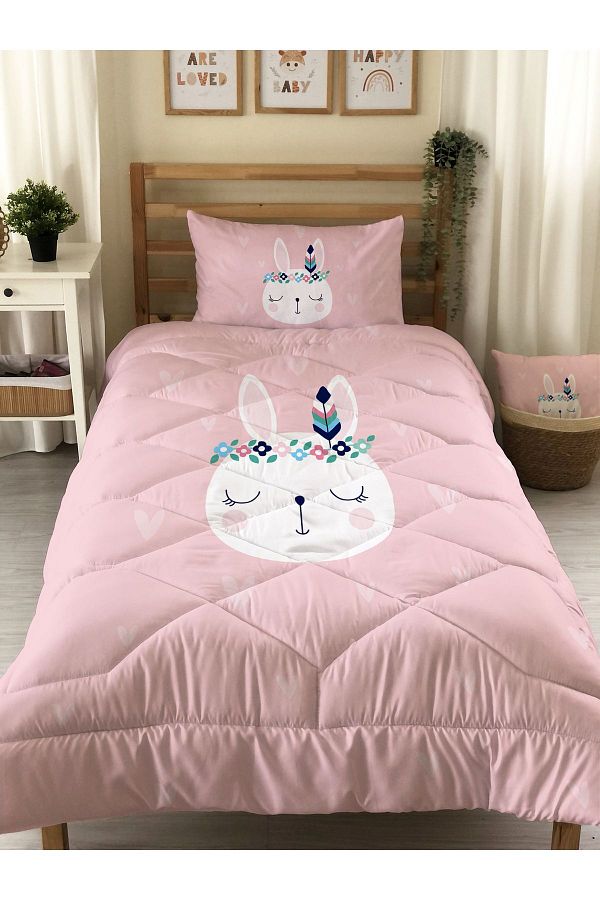 Evmila-Rabbit Patterned Quilted Quilt, Single Sleeping Set 1