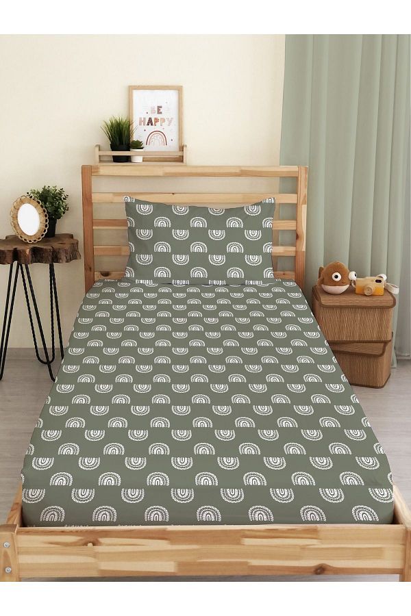 Evmila-Rainbow Patterned Printed Single Elastic Sheet Set 1