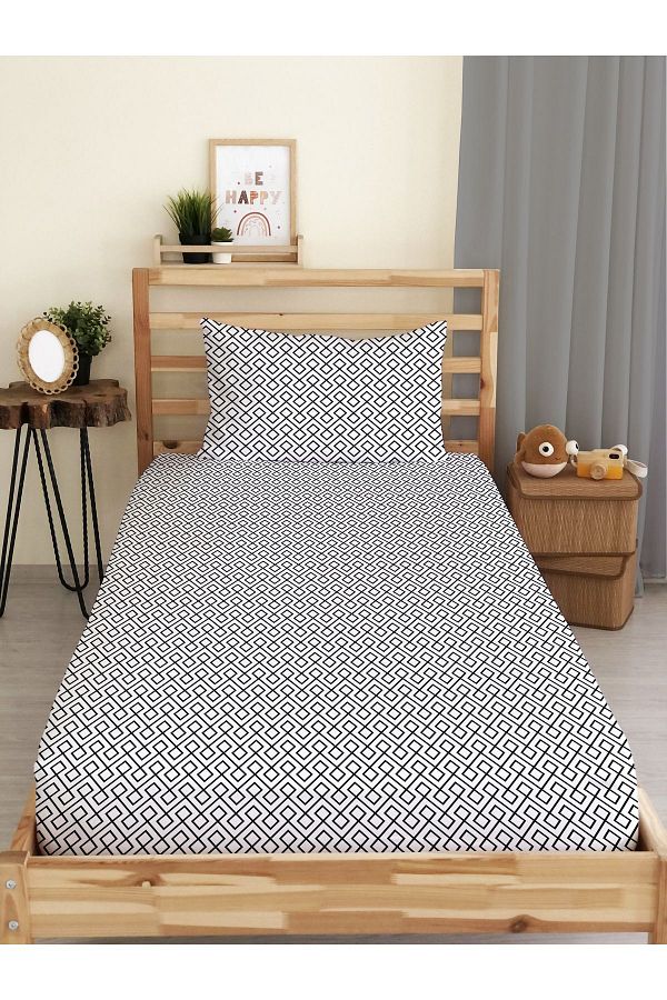 Evmila-Geometric Patterned Printed Single Elastic Sheet Set 1