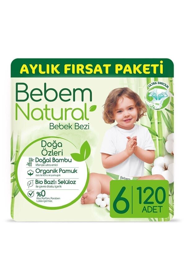 Bebem Natural Bebek Bezi Aylık Fırsat Paketi Xlarge 6 No 120 Li