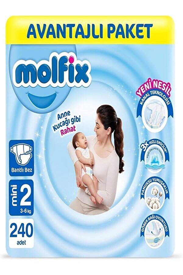 Molfix Bebek Bezi 2 Beden Mini Avantajlı Paket 240 Adet