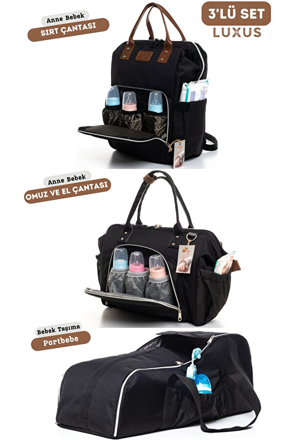sahra bebek 3'lü Bebek Doğum Seti(BEBEK BAKIM OMUZ ÇANTASI, BEBEK BAKIM SIRT ÇANTASI VE PORTBEBE)