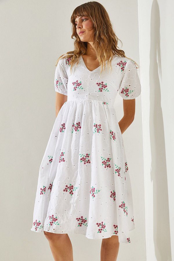 Bianco Lucci-Women's Laced Lined Short Sleeve 5863 Dress -60251421 1