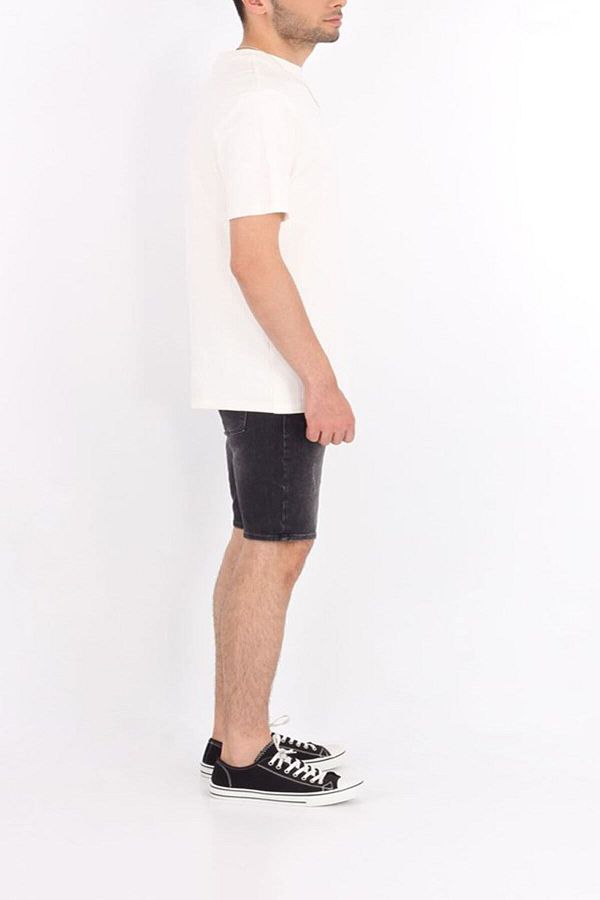 River Island Anthracite Grinding Ripped Detail Slim Fit Lycra Jean Denim Shorts Trendyol