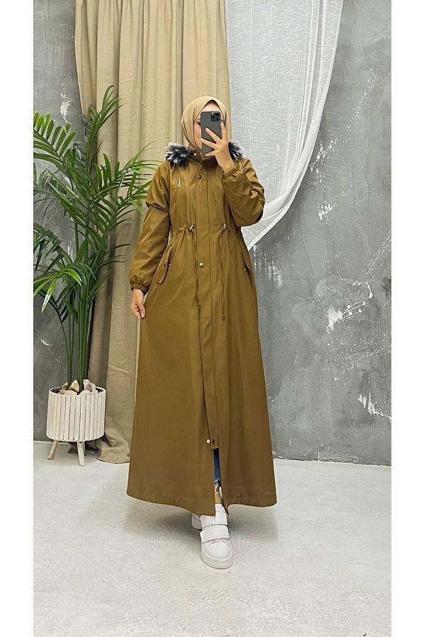 Vibeys Collection Fur Lined and Waterproof Full Length Women s Winter Coat Coat Trendyol