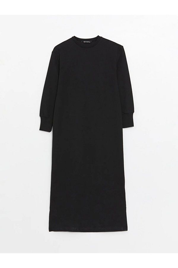 LC Waikiki LCW Modest Crew Neck Solid Long Sleeve Women s Sweat Dress Trendyol