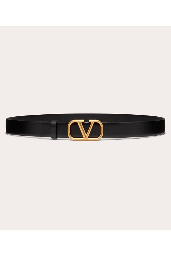 Valentino Garavani Black Gold Logo Buckle Men s Leather Belt 3cm Trendyol