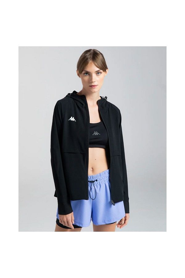 Kappa Logo Tama Women s Black Hooded Jacket Trendyol
