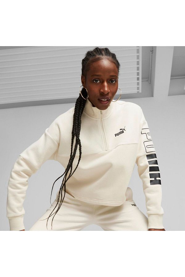 Puma Power Colorblock High Neck Women s Ecru Sweatshirt Trendyol