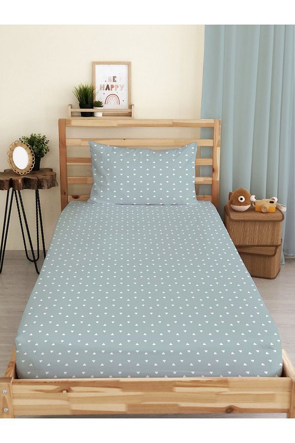 Evmila-Triangle Patterned Printed Single Elastic Sheet Set 1