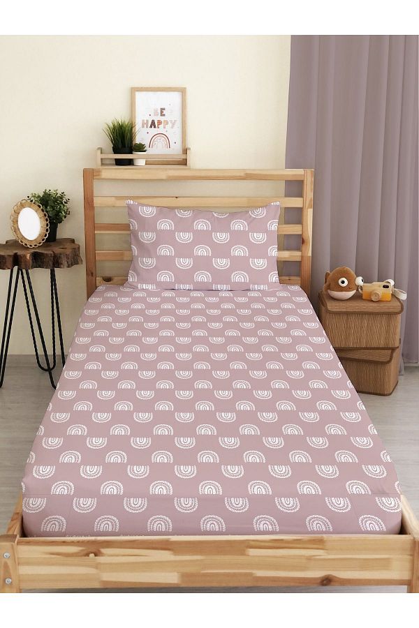 Evmila-Rainbow Patterned Printed Single Elastic Sheet Set 1