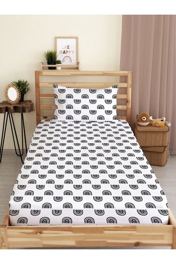 Evmila-Rainbow Patterned Printed Single Elastic Sheet Set 1