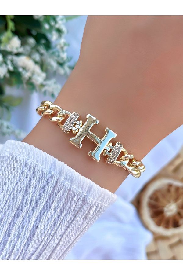 KBC STORE Letter Chain Bracelet Letter H Trendyol