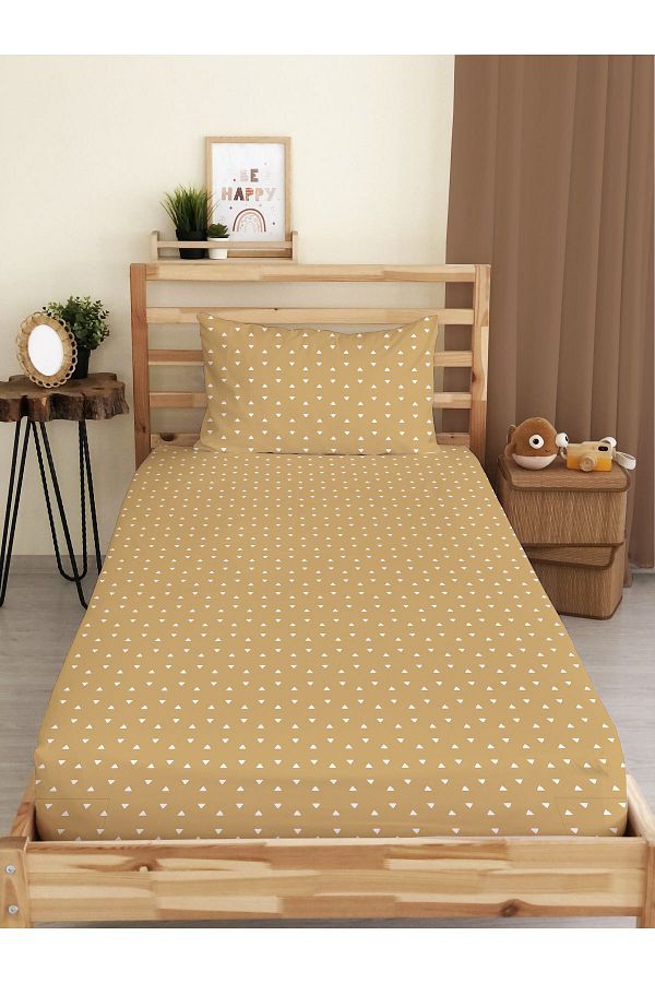 Evmila-Triangle Patterned Printed Single Elastic Sheet Set 1