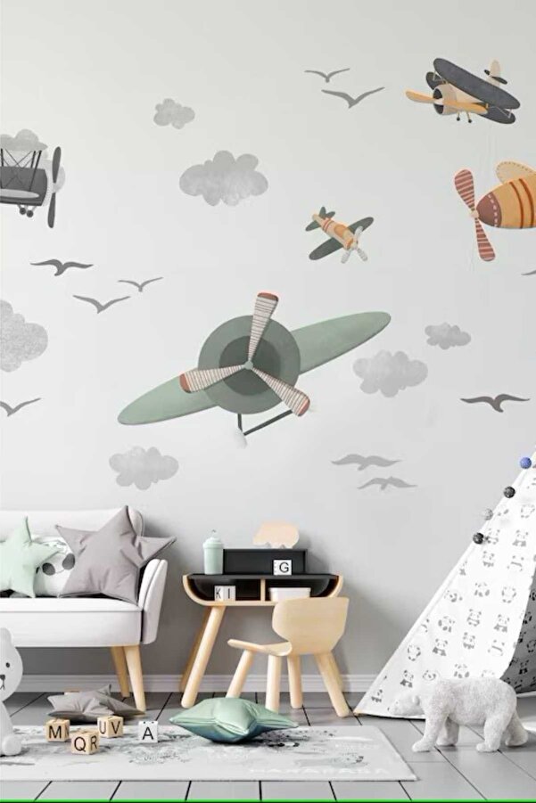 Sticker Ekspres Gökyüzünde Süzülen Planörler Çocuk Odası Duvar Sticker Seti