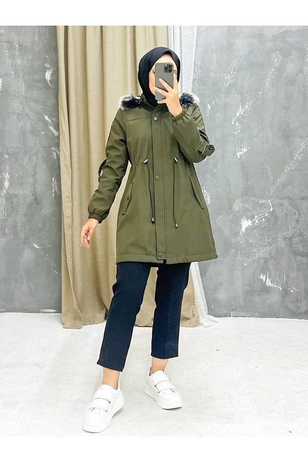 Marjinal City Women s Winter Coat Coat with Fur Inside and Waterproof Trendyol