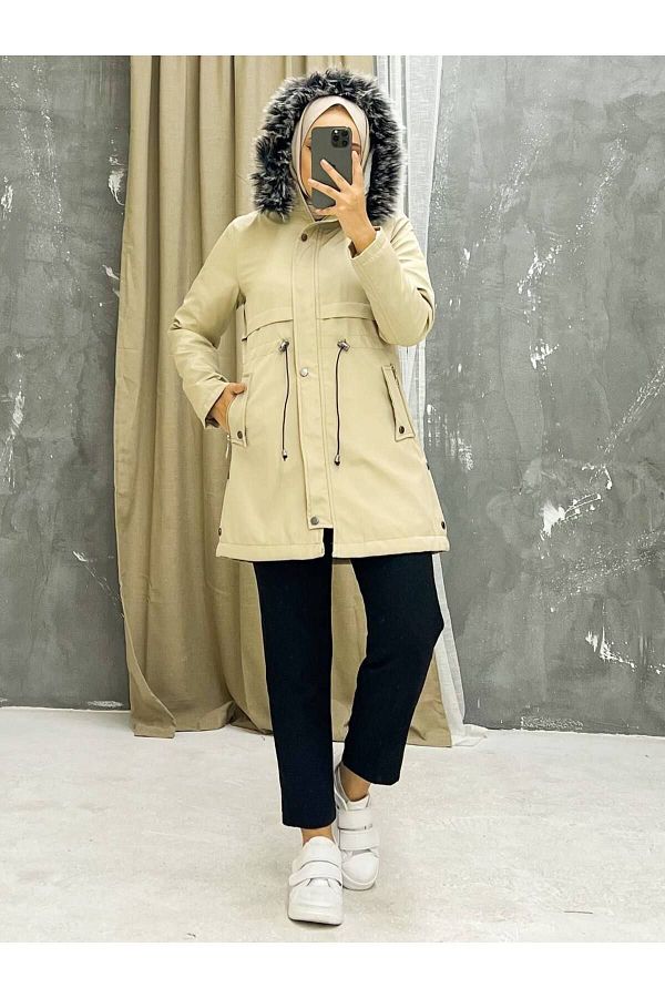 Cream winter coat top