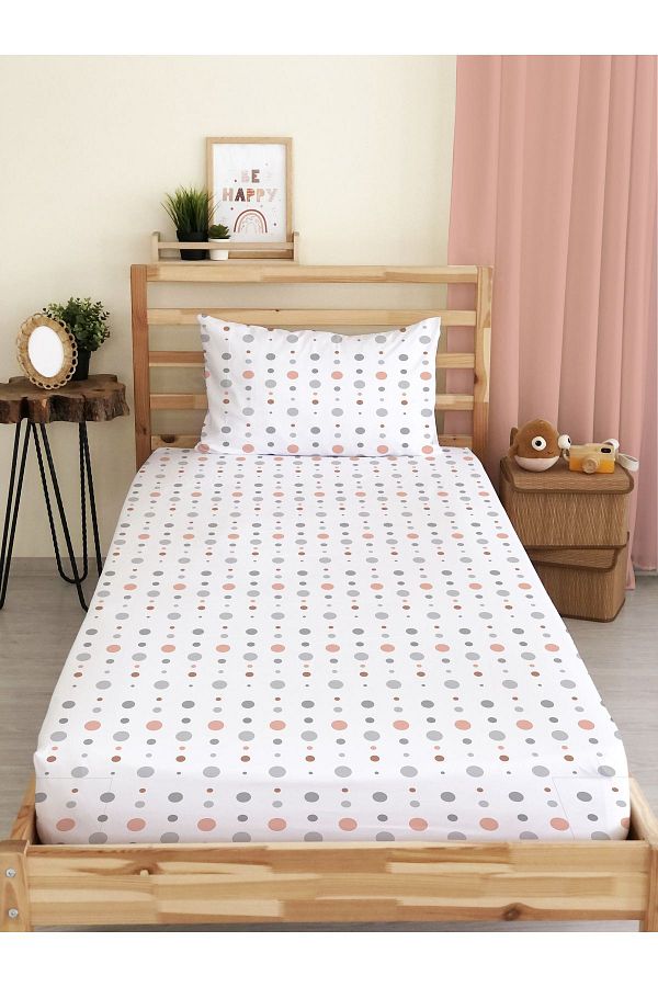 Evmila-Circle Patterned Printed Single Elastic Sheet Set 1