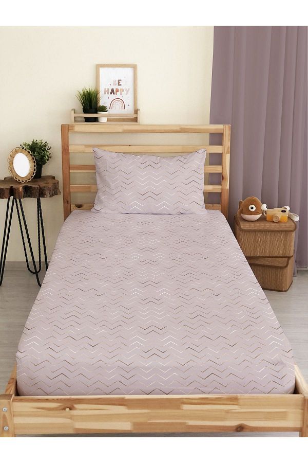 Evmila-Modern Patterned Printed Single Elastic Sheet Set 1