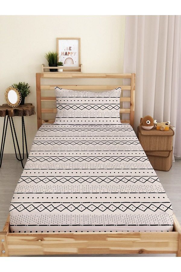 Evmila-Ethnic Pattern Printed Single Elastic Sheet Set Colorful 1
