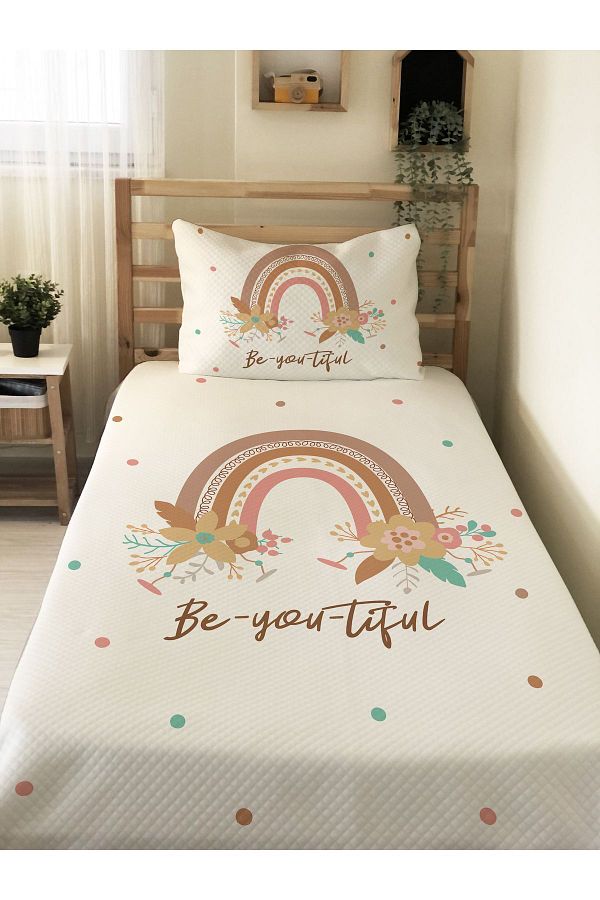 Evmila-Rainbow Patterned, Printed Single and Children's Pique Set 1