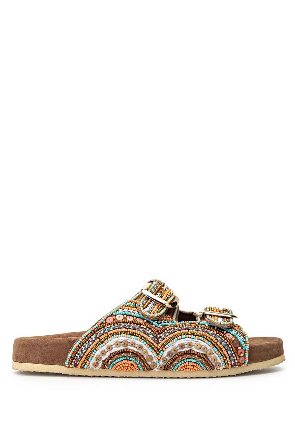 LAZAMAN Lazamani Women s Taupe Genuine Leather Flat Slippers Trendyol