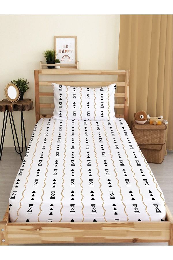 Evmila-Ethnic Pattern Printed Single Elastic Sheet Set Colorful 1