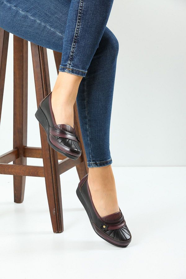 KAOF SHOES Women s Burgundy Color Classic Shoes Orthopedic Mother Ballerina Shoes Mother s Shoes Women s Casual Shoes Trendyol