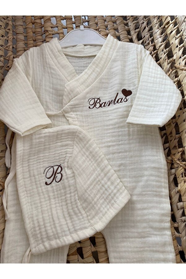 VolleM Yenidoğan Hastane Çıkışı 2'li Müslin Tulum Set