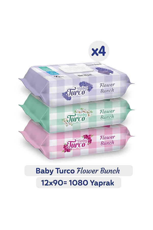 Baby Turco Flower Bunch Islak Havlu 12x90 (1080 YAPRAK)