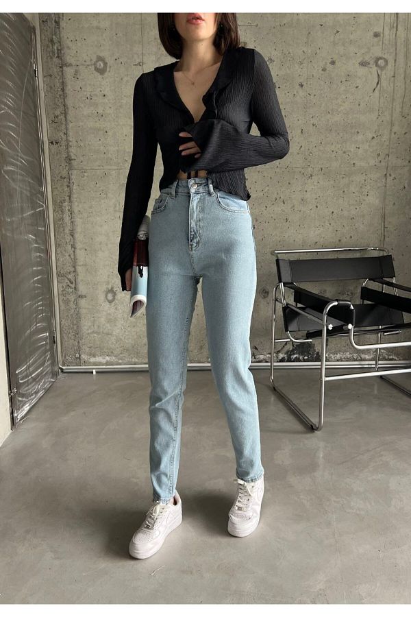 DEN KK Flexible Lycra Trendy Mom Jeans Comfort Denim Trousers Trendyol