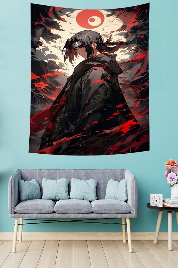 on the clouds Itachi Uchiha Stain Resistant Fabric Wall Cover Wall Carpet Tapestry Trendyol