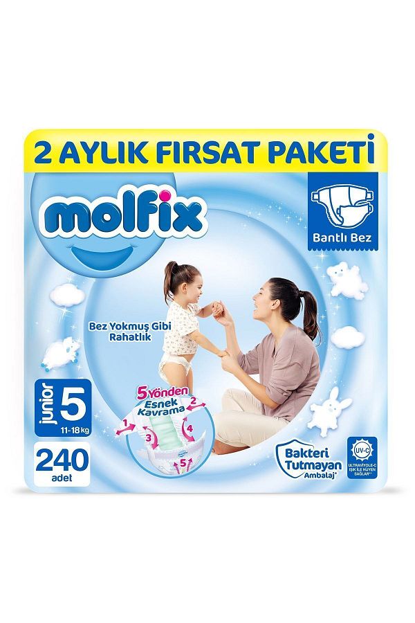 Molfix-Baby Diapers Size 5 Junior 2 Months Offer Package 240 pieces 1