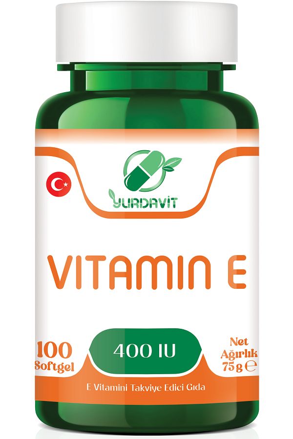 Yurdavit-Vitamin E - 400 IU 100 Softgel Vitamin E Tablets 1