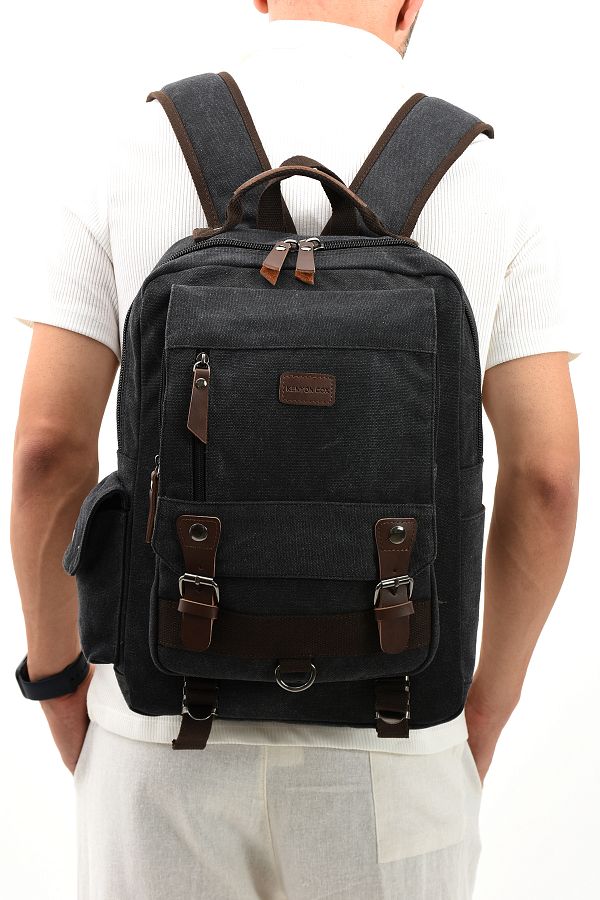 Canvas backpack with laptop compartment shop