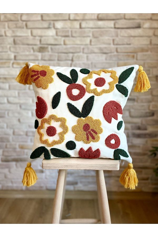 SWITA-Punch Embroidered Single Decorative Special Design Throw Pillow Cover (panch) 1