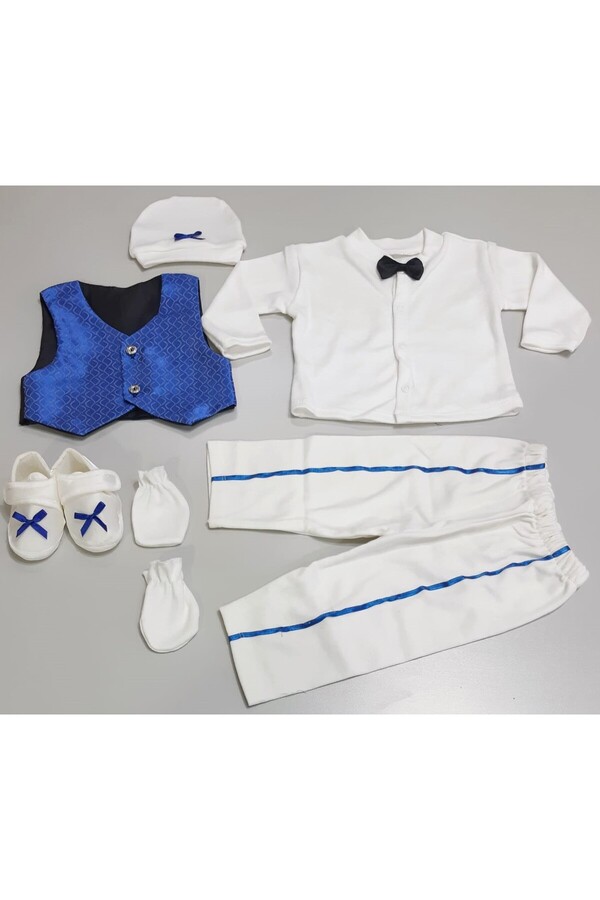 Sönmez Baby SATEN YELEKLİ ALTI PARÇA ERKEK KUTULU MEVLÜT SET BEBE TAKIM