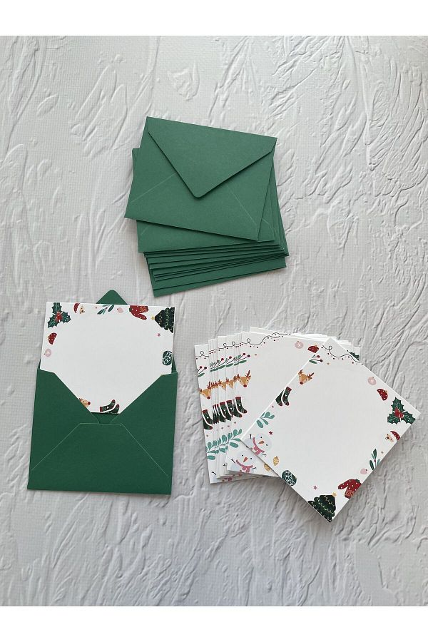 eylülün etiket fabrikası-New Year-New Year Themed Note - Thank You - Envelope Card and Colorful Envelope / 30 Envelopes and Cards Each 1