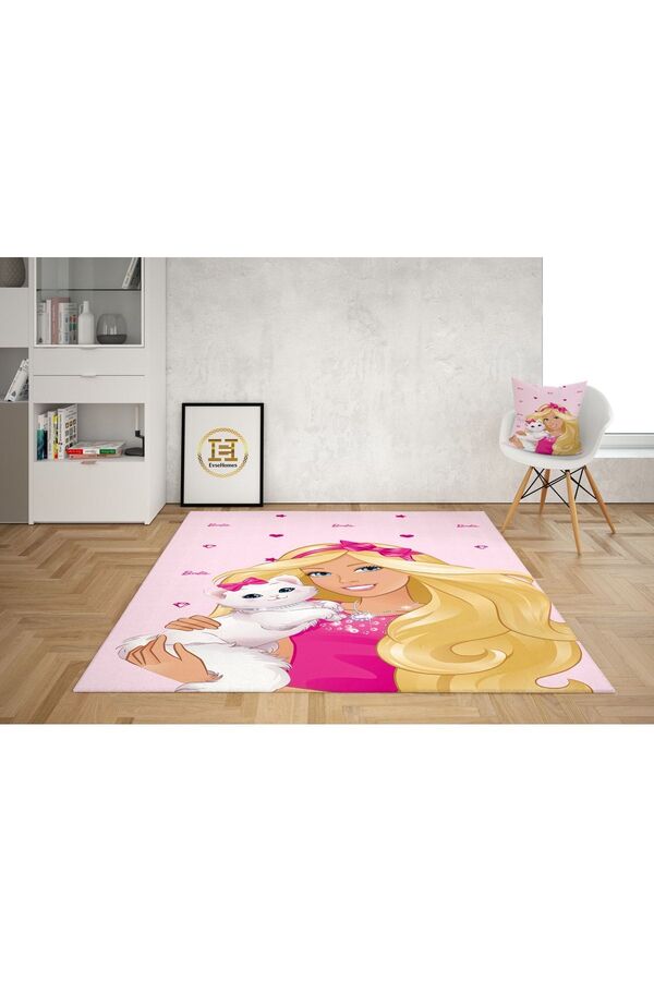 EVSEHOMES Pembe Barbie Kalın Taban Halı