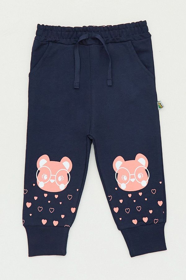 Fullamoda Teddy Bear Printed Girls Sweatpants with Elastic Legs Trendyol