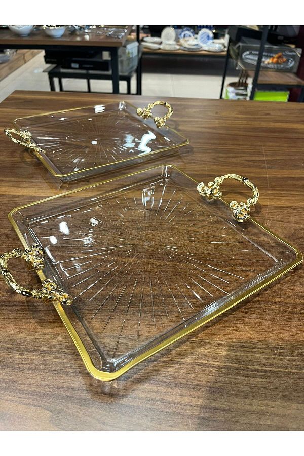 Paşabahçe-Pandoranin Box - Paşabahçe Handled, Square Madlen Presentation Service Plate Set of 2 1